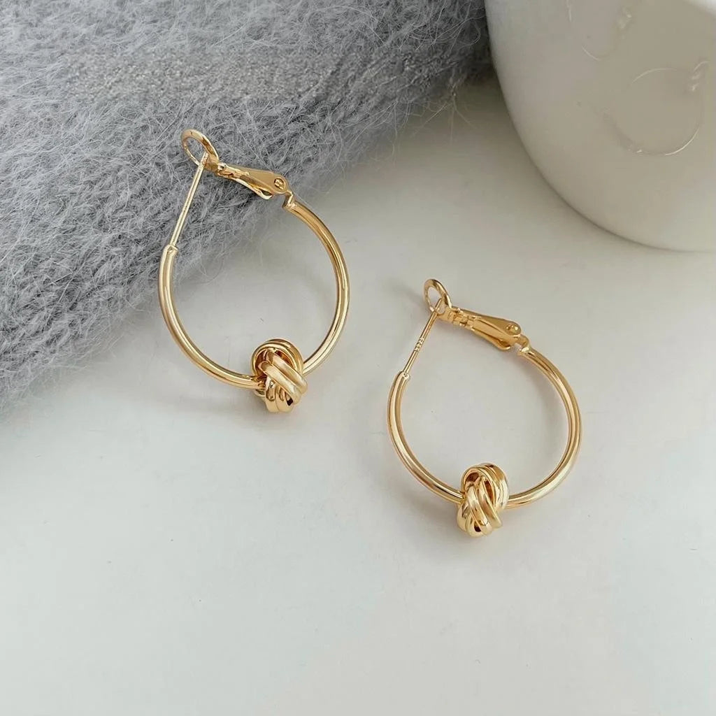 Fashion Geometric Twisted Circle Hoop Earrings Copper Luxury Style Jewelry