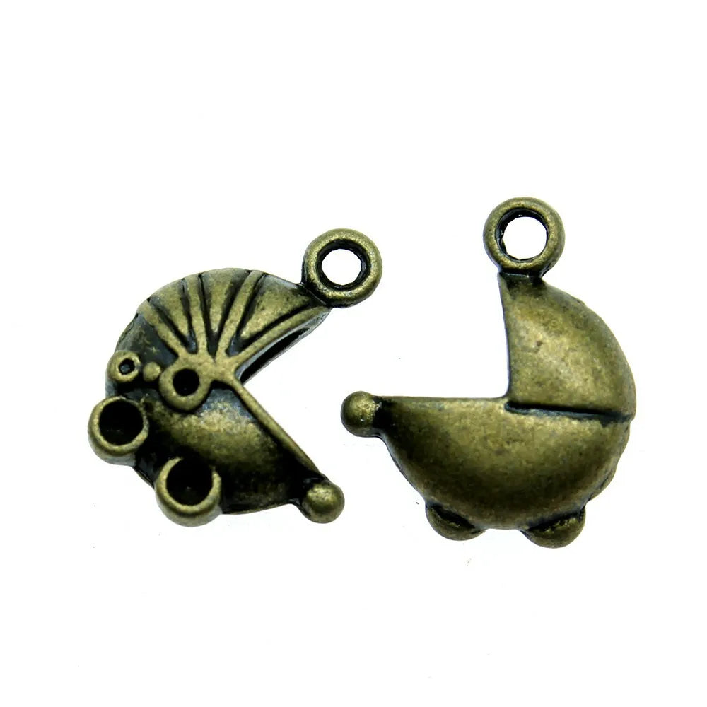 16x13mm 1.8g Multicolor Zinc Alloy Baby Stroller Charm Pendant for DIY Necklace Bracelet Making