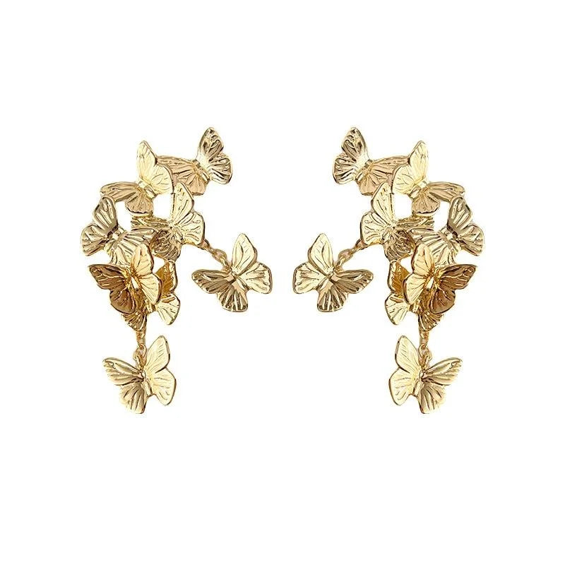 14K Gold Plated Copper Butterfly Drop Earrings Sweet Forest Vacation Style Jewelry
