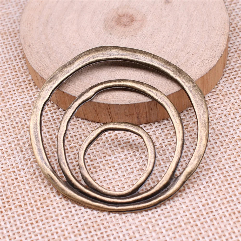 49x51mm 9.3g Multicolor zinc alloy Three Layer Round Ring charm pendant for DIY statement earrings