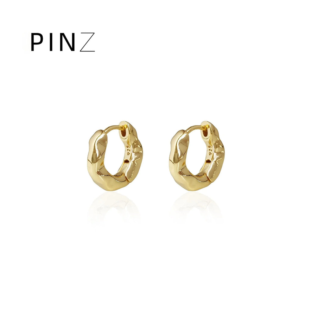 Minimalist 18K Gold Plated Copper Geometric Round Hoop Drop Earrings For Women