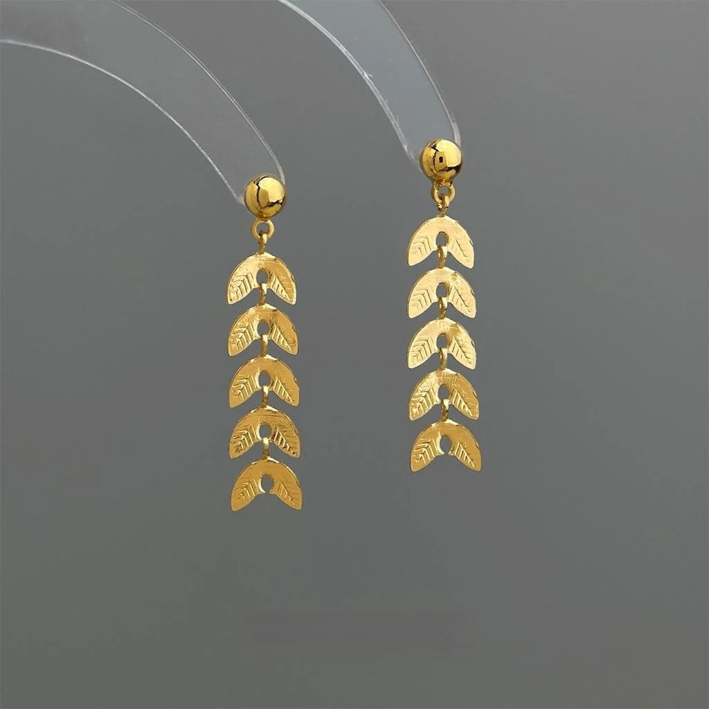 Light Luxury Wheat Ear Leaf Drop Earrings Eco-Friendly Copper Minimalist Fashion Jewelry