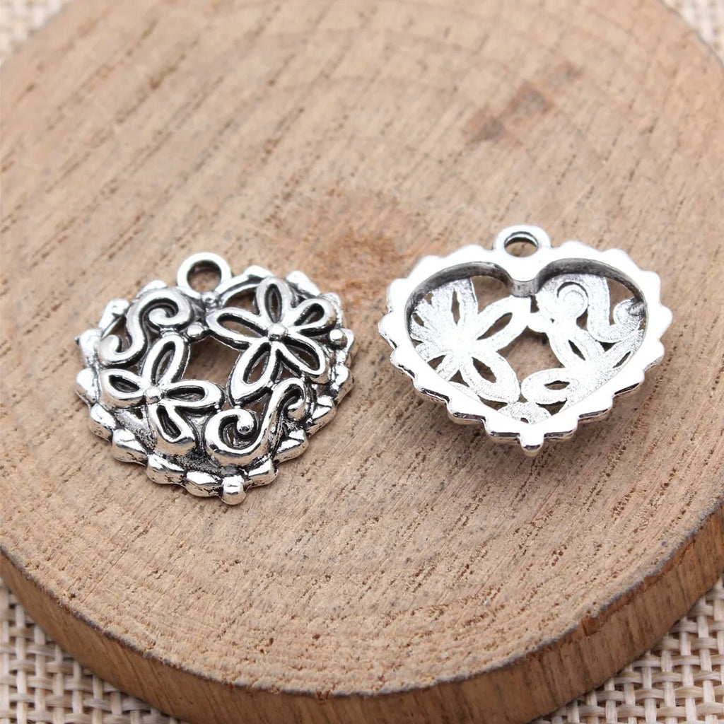 20x20mm 1.45g Multicolor Zinc Alloy Flower Heart Charm Pendant for Necklace Bracelet Jewelry Making