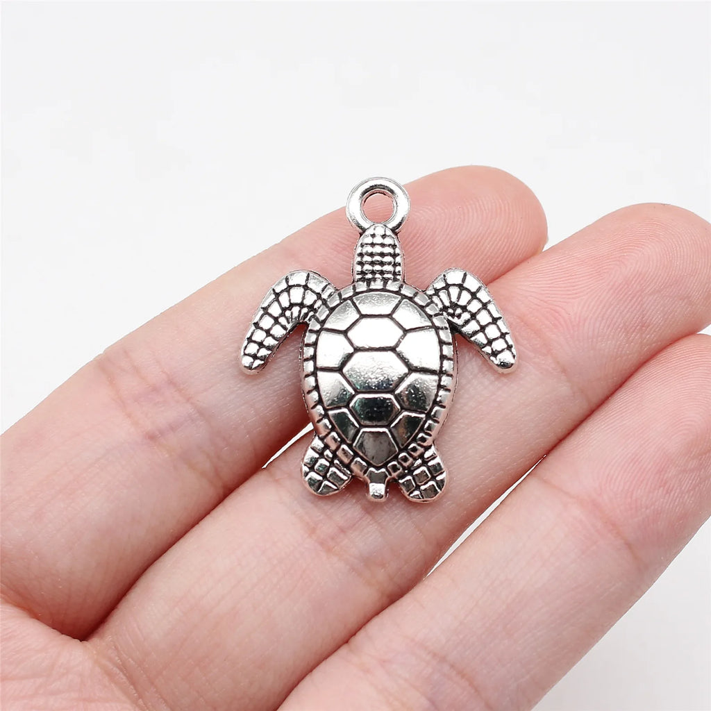 29x24mm 3.3g Antique Silver Zinc Alloy Sea Turtle Charm Pendant for Necklace Bracelet DIY Jewelry