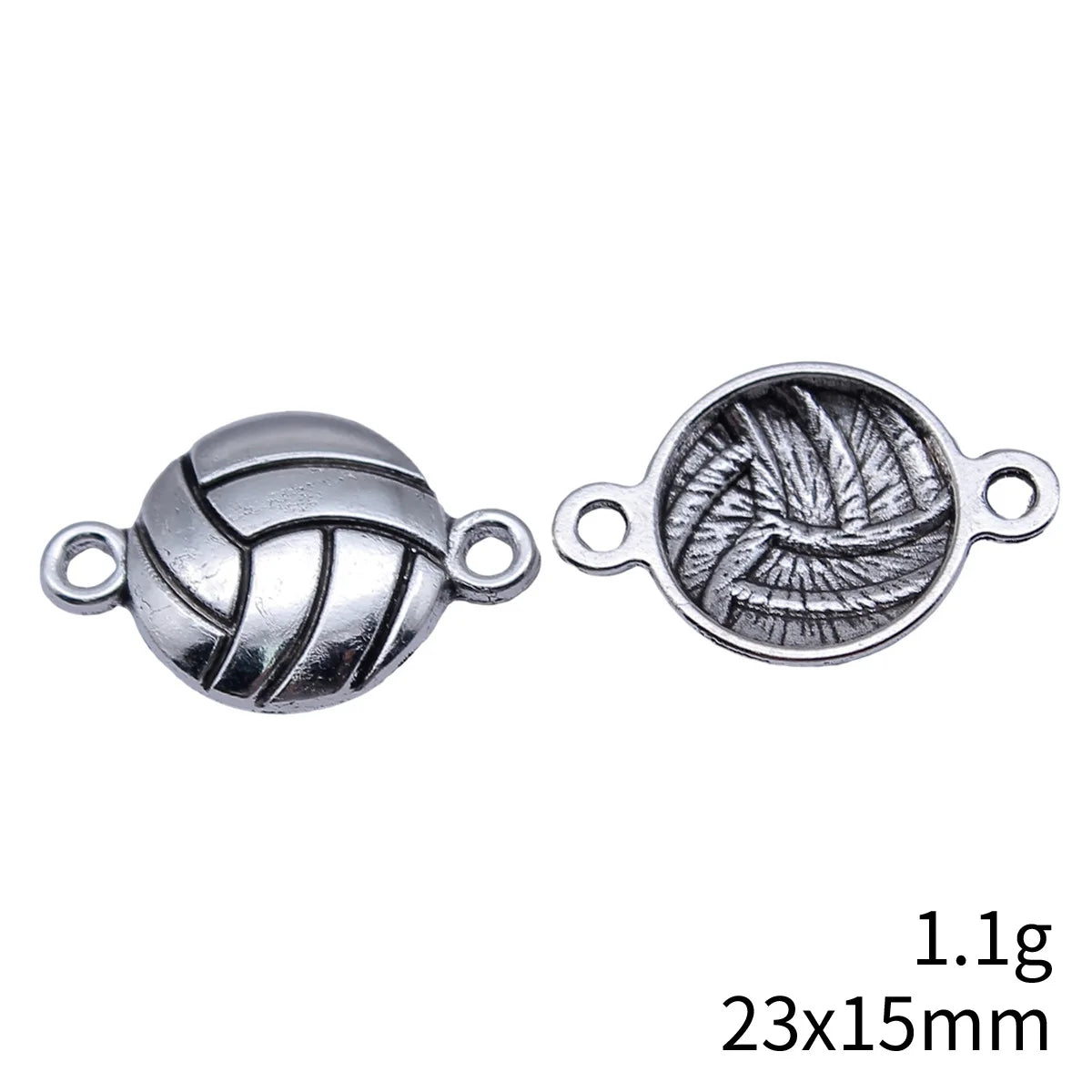 23x15mm 1.1g Antique Silver Zinc Alloy Volleyball Connector Charm for DIY Sports Jewelry Making