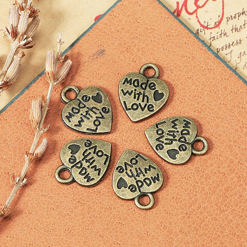 12x10MM Zinc Alloy Heart Charm Pendant for DIY Necklace Bracelet Jewelry Making