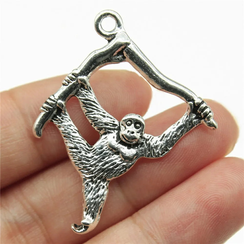 39x32mm 3g Antique Silver Zinc Alloy Gorilla Monkey Charm Pendant for DIY Necklace Jewelry Making