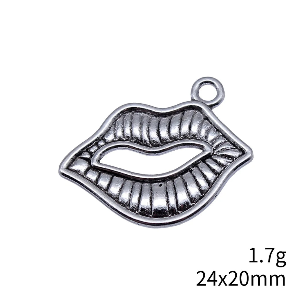 24x20mm 1.7g Antique Silver Zinc Alloy Lips Charm Pendant for DIY Necklace Bracelet Jewelry Making