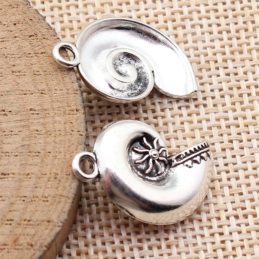 24x15mm 1.8g Antique Silver Zinc Alloy Conch Shell Charm Pendant for DIY Beach Jewelry Making