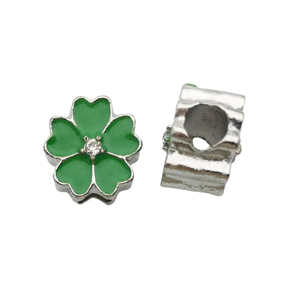 Enamel Zinc Alloy Sakura Flower Large Hole Beads for DIY Bracelet Beading Jewelry Making