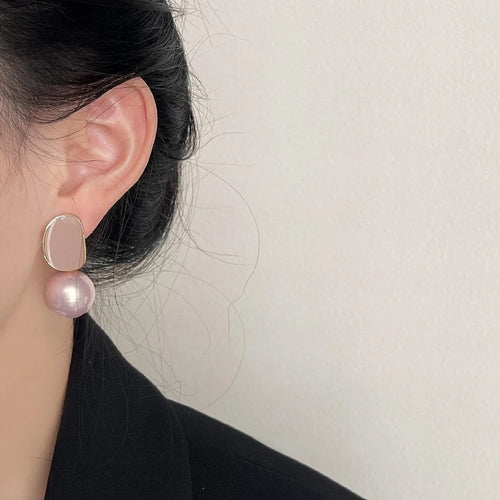 Elegant Irregular Geometric Large Pearl Drop Earrings 14K Plated Copper Fashion Jewelry