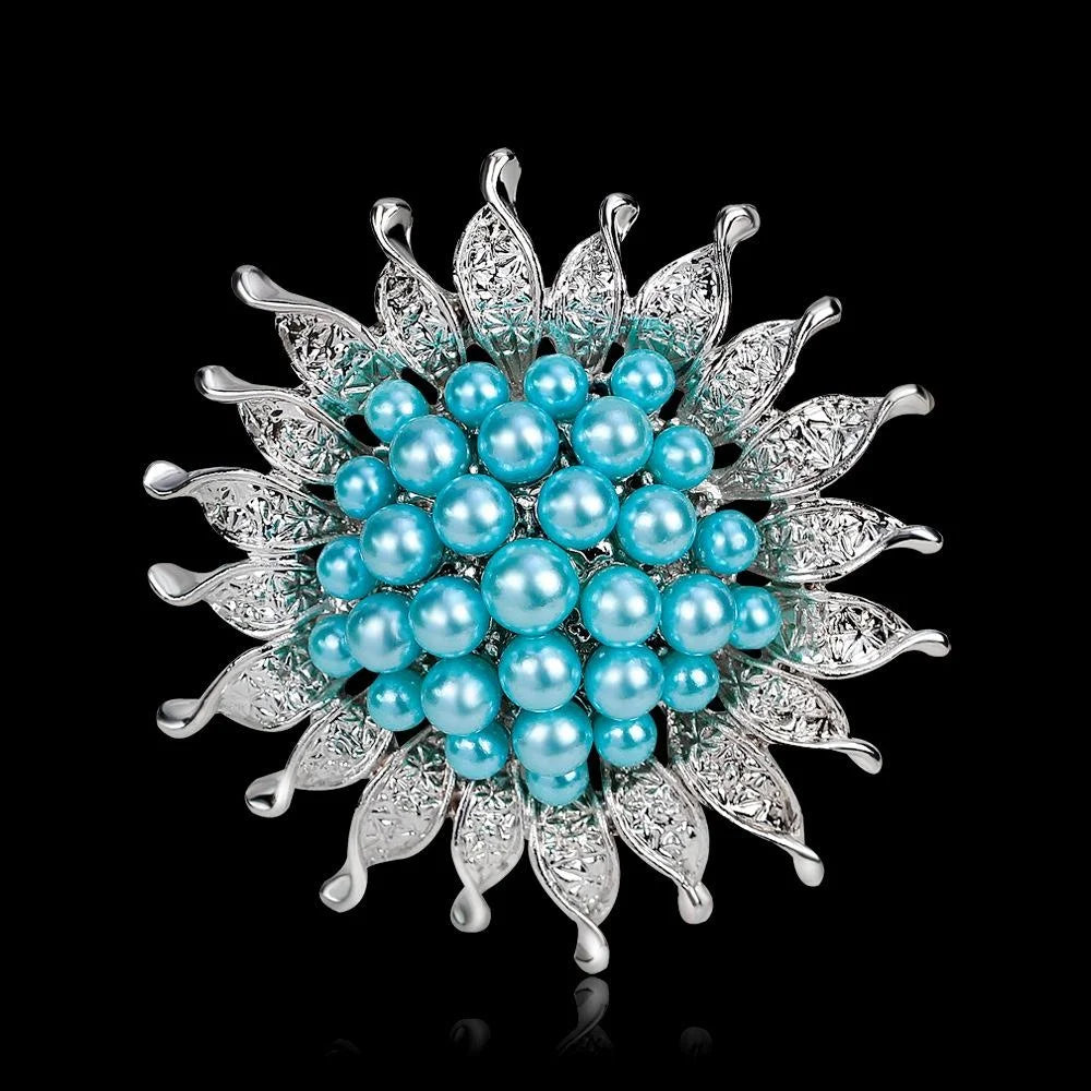 Elegant Sunflower Pearl Rhinestone Alloy Brooch, Luxury Lapel Pin Corsage Suit Accessory Gift