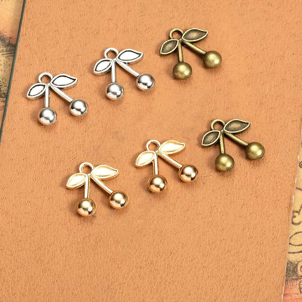 16x14MM Zinc Alloy Cherry Charm Pendant for DIY Necklace Bracelet Jewelry Making
