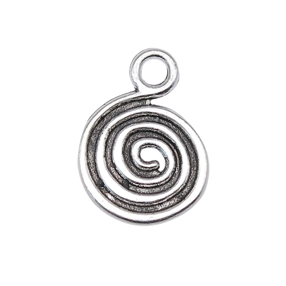 17x12mm 0.8g Zinc Alloy Swirl Pattern Round Tag Charm Pendant for Bracelet Necklace Making
