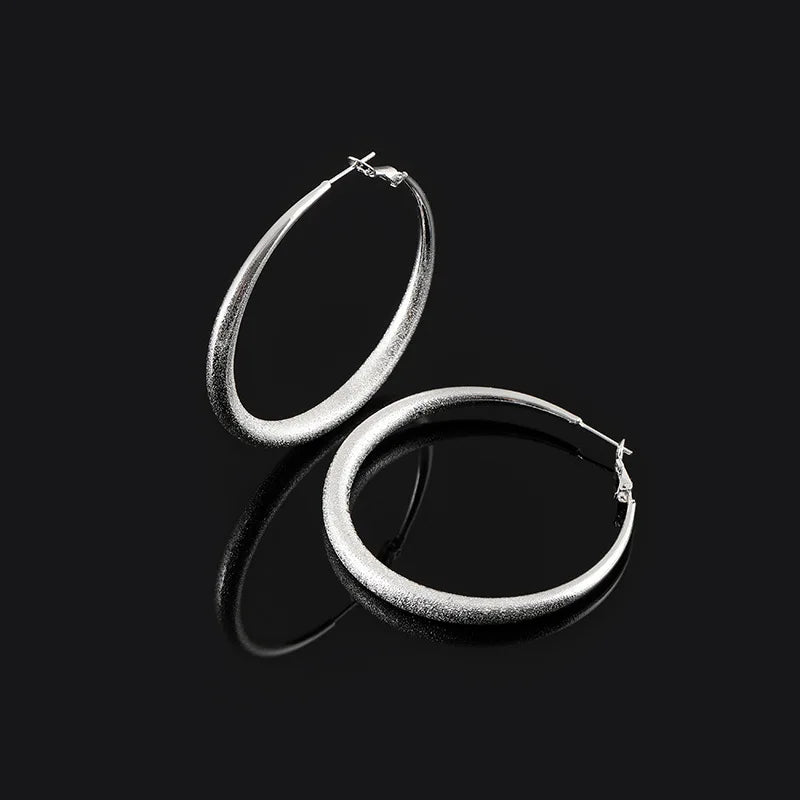 Vintage Frosted Alloy C-Shaped Hoop Stud & Clip On No Piercing Spiral Disc Women's Statement Earrings