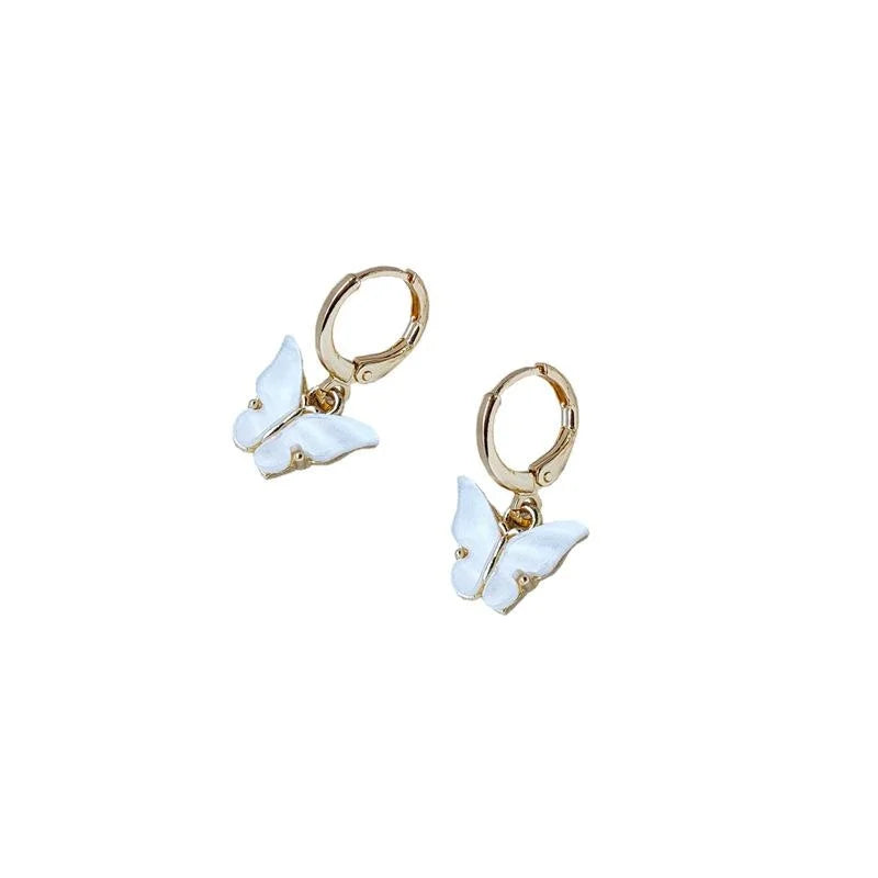 14K Gold Plated Alloy Butterfly Hoop Earrings Korean Sweet Style Fashion Jewelry