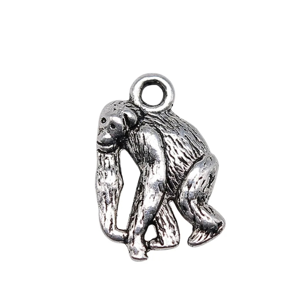 14x10mm 1.7g Antique Silver Zinc Alloy Gorilla Charm Pendant for DIY Necklace Bracelet Making