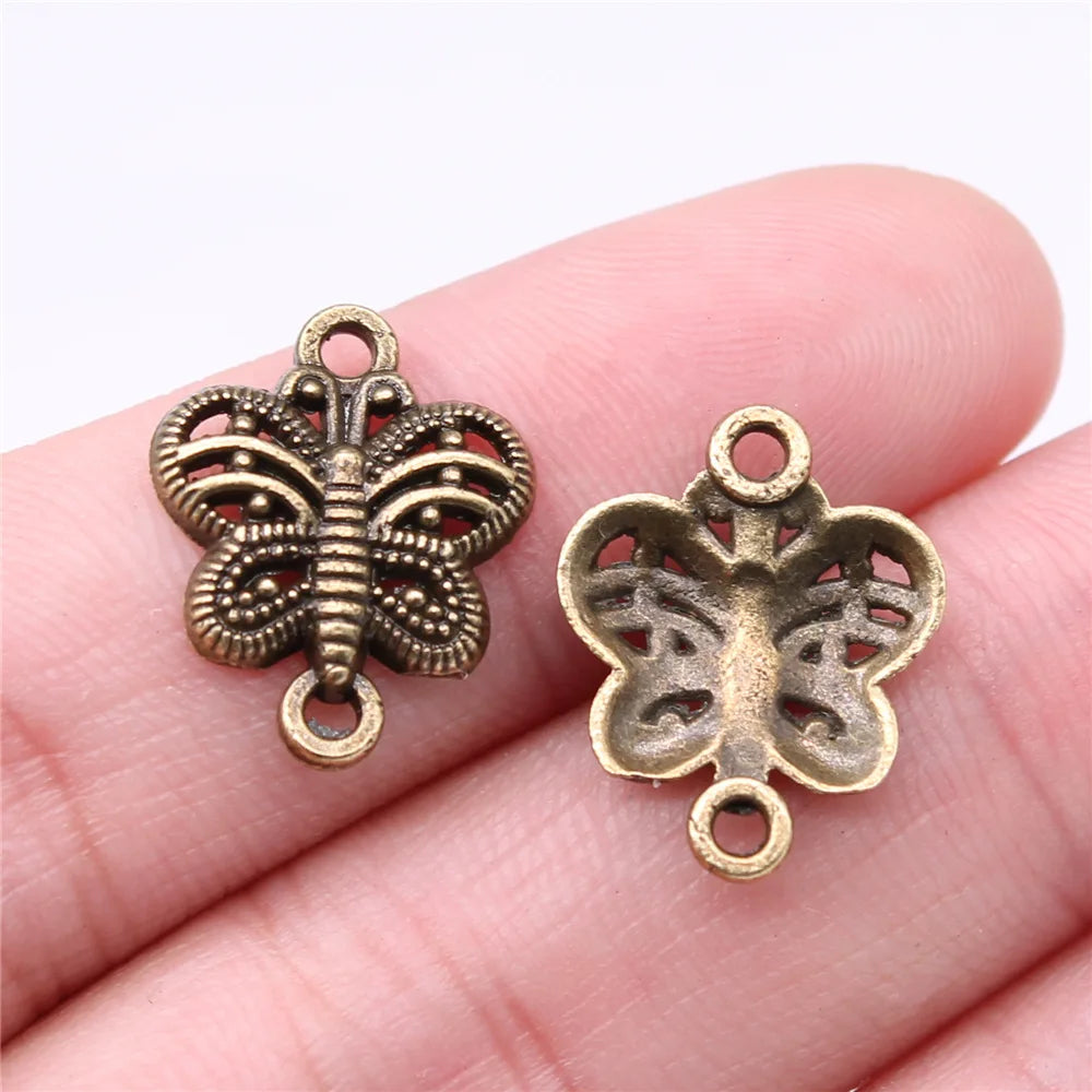 18x15mm 1g Multicolor Zinc Alloy Butterfly Connector Charm Pendant for DIY Bracelet Making