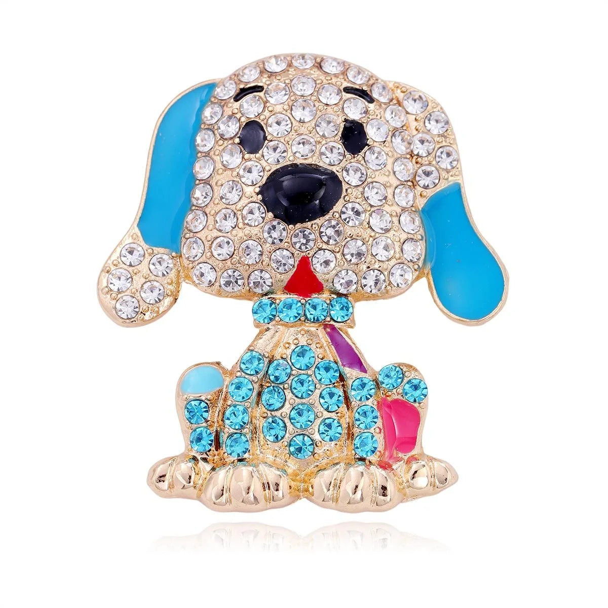 Cute Cartoon Puppy Rhinestone Enamel Alloy Brooch, Luxury Dog Lapel Pin Corsage For Suit Coat Gift