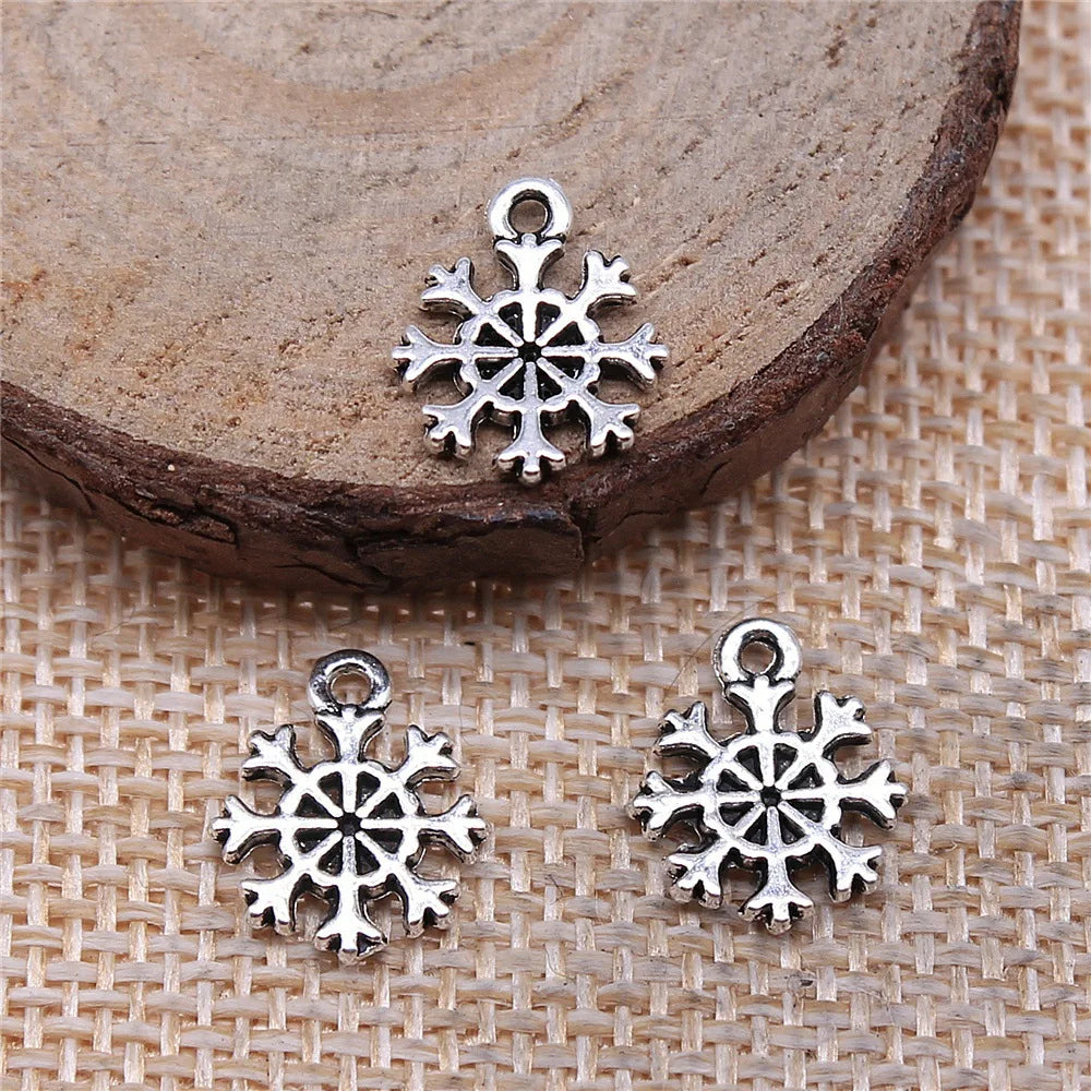 11x13mm 0.5g Multicolor Zinc Alloy Christmas Snowflake Charm Pendant for DIY Clothing Jewelry