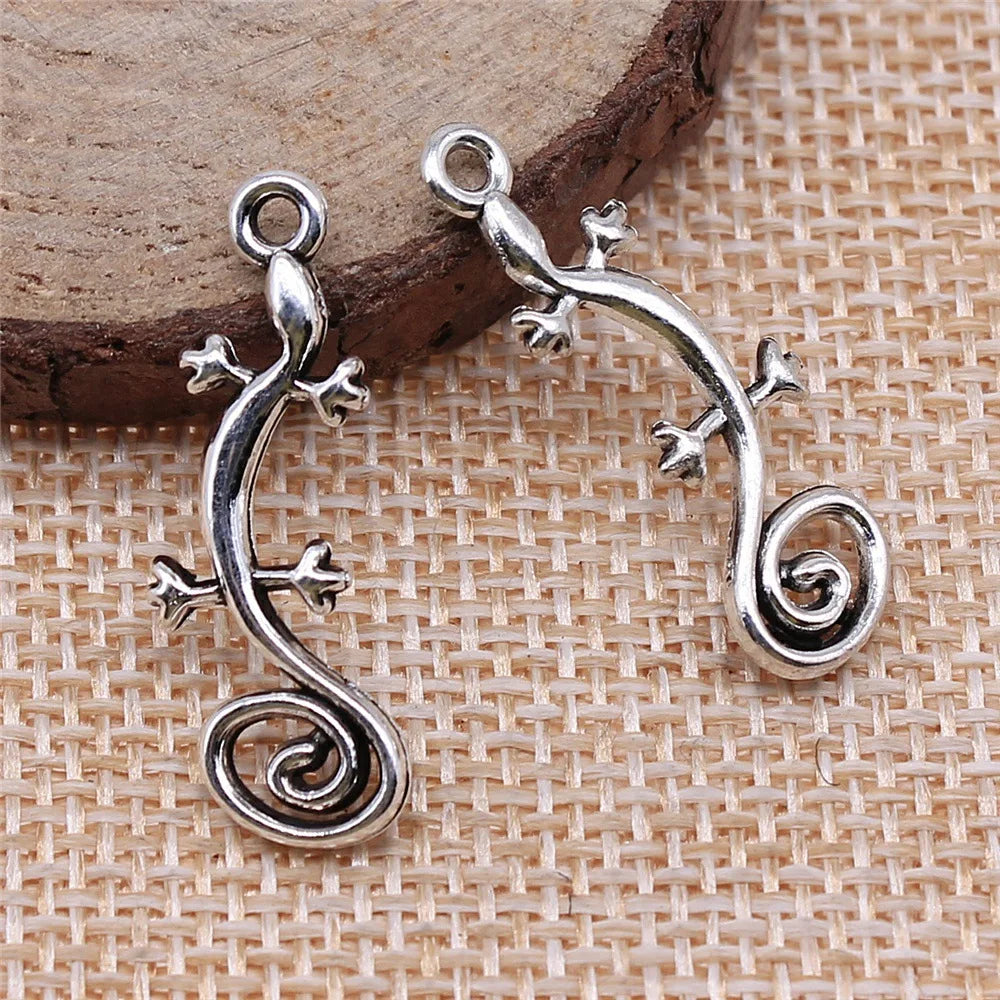 29x11mm 1g Multicolor Zinc Alloy Gecko Charm Pendant for DIY Necklace Bracelet Making