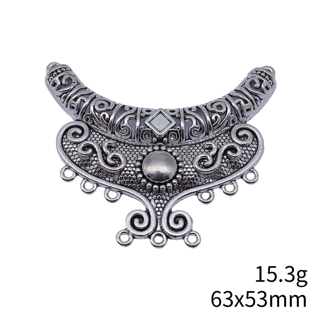 63x53mm 15.3g Antique Silver Zinc Alloy Ethnic Multi-Hole Connector Charm for Necklace Jewelry Making