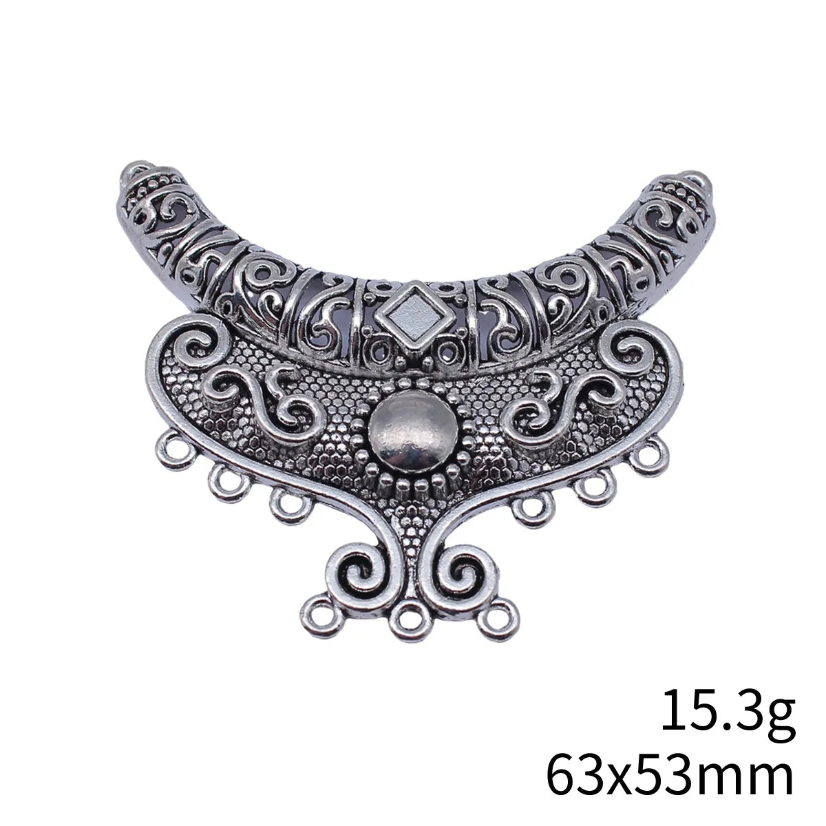 63x53mm 15.3g Antique Silver Zinc Alloy Ethnic Multi-Hole Connector Charm for Necklace Jewelry Making