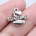 19x16mm 1.3g Antique Silver Zinc Alloy I Love Football Charm Pendant for DIY Sports Jewelry Making