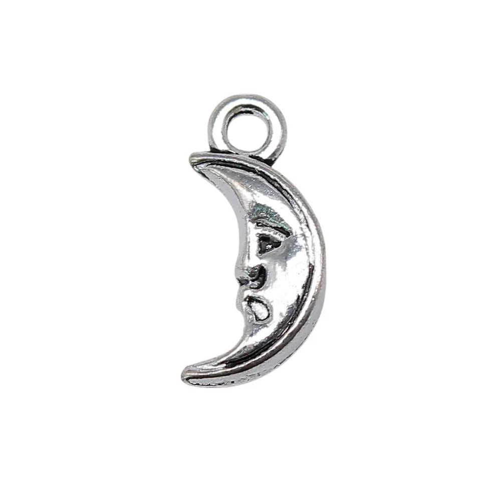 13x6mm 0.5g Zinc Alloy Small Moon Charm Pendant for Necklace Bracelet Earring DIY Jewelry Making