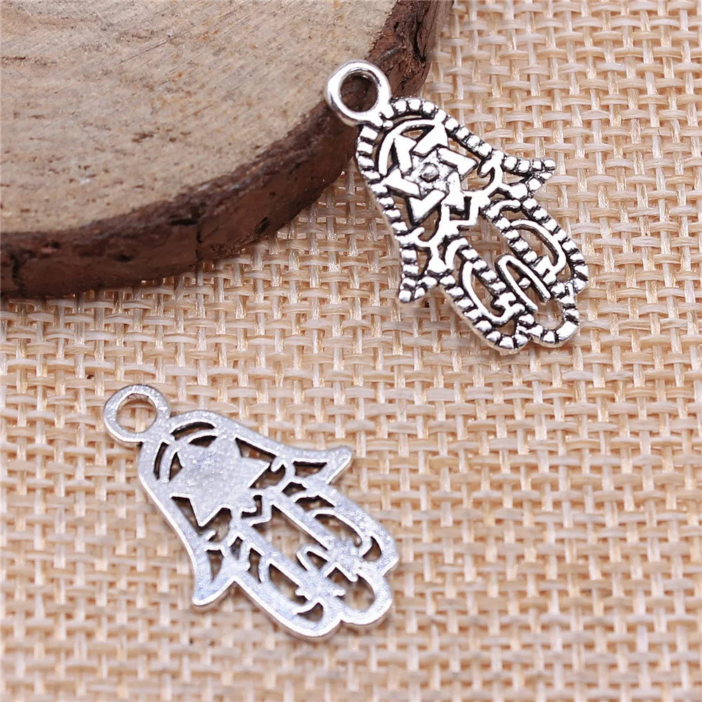 24x15mm 1g Antique Silver Zinc Alloy Hand Charm Pendant for DIY Jewelry Making