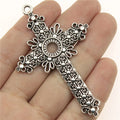 76x49mm 10.8g Antique Silver Zinc Alloy Cross Charm Pendant for DIY Handmade Jewelry Decoration