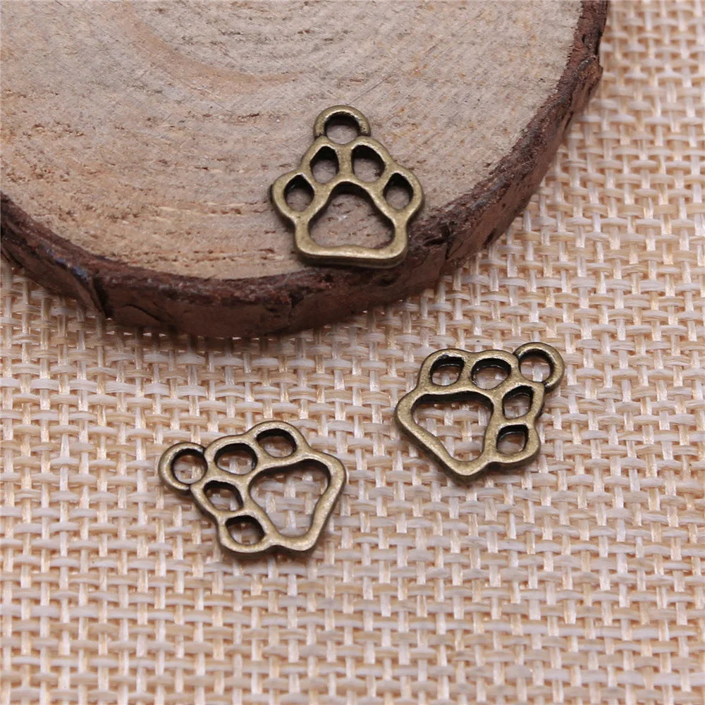 13x11mm 0.6g Multicolor Zinc Alloy Small Dog Paw Charm Pendant for DIY Pet Jewelry Bracelet Making