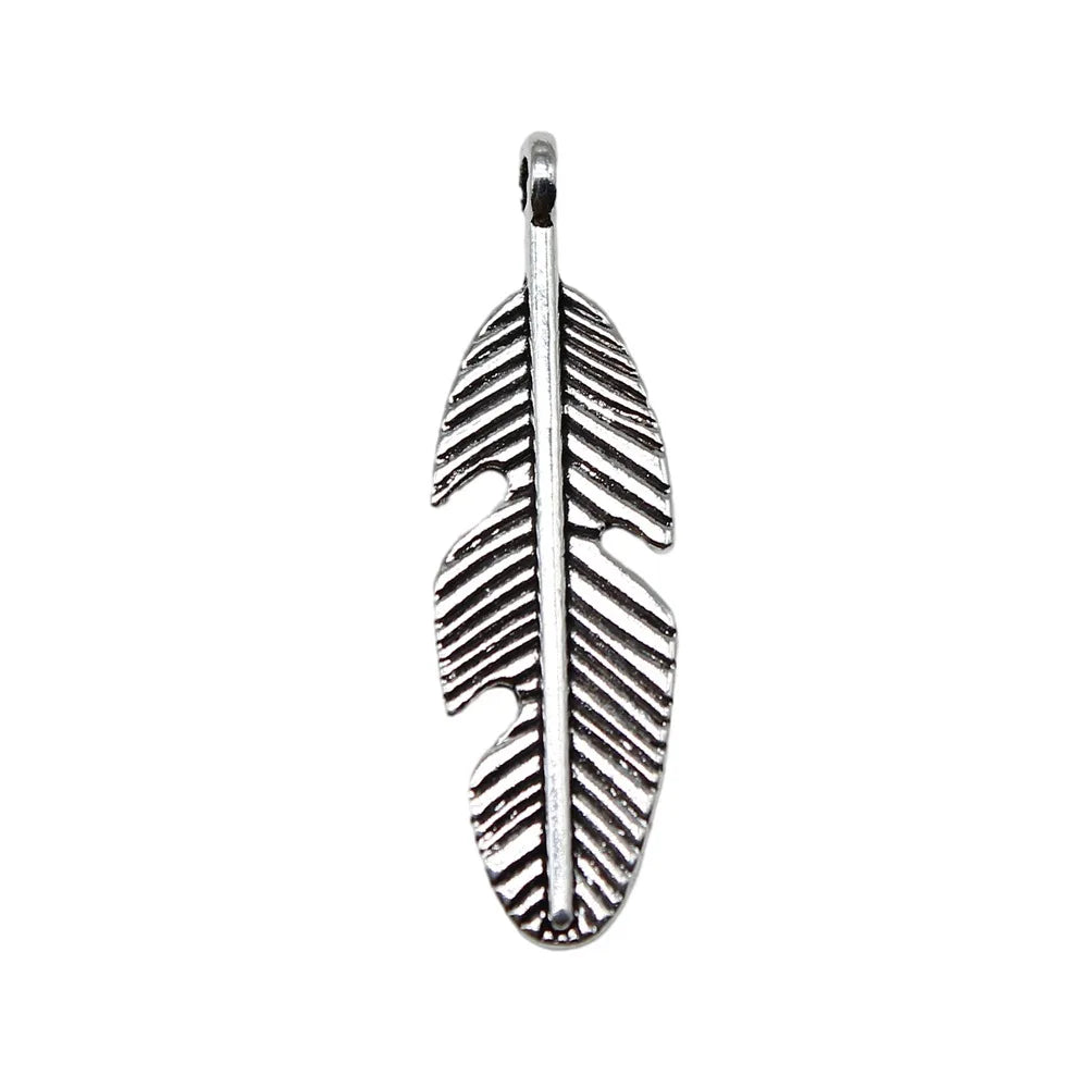 28x8mm 0.95g Multicolor Zinc Alloy Feather Charm Pendant for DIY Necklace Bracelet Jewelry Making