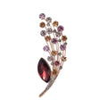 Luxury Leaf Spray Rhinestone Alloy Brooch With Red Crystal, Elegant Lapel Pin Corsage Suit Accessory