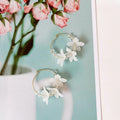 Silver Plated Acrylic Leaf Flower Tassel Drop Earrings Handmade Fresh Style
