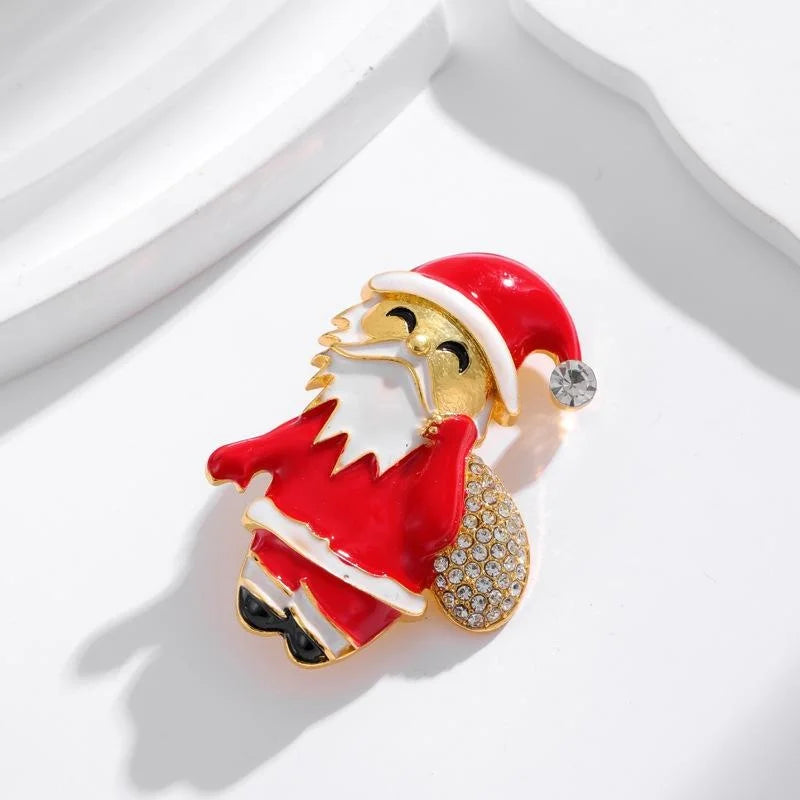 Cute Christmas Santa Apple Hat Cupcake Enamel Rhinestone Alloy Brooch , Festive Lapel Pin Gift
