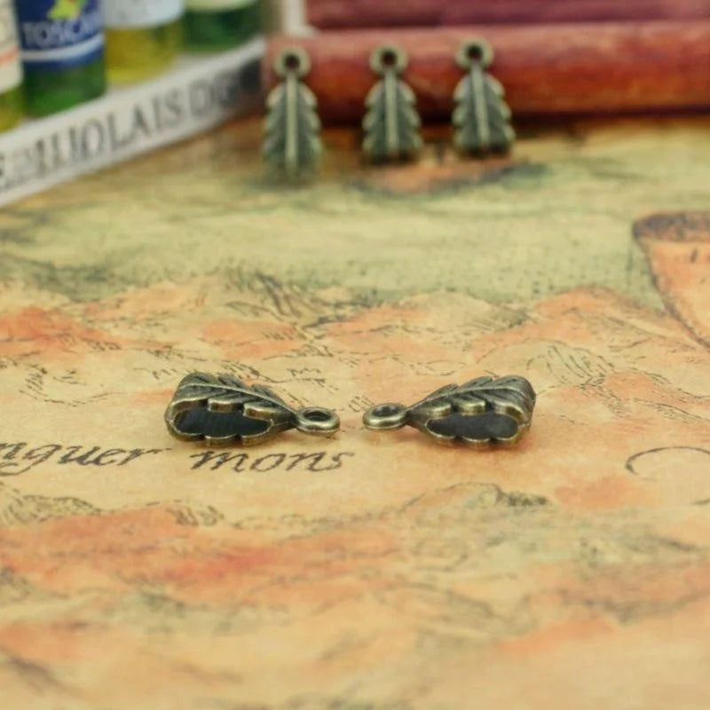 14x7MM Antique Silver Zinc Alloy Leaf Charm Pendant for DIY Necklace Bracelet Jewelry Making