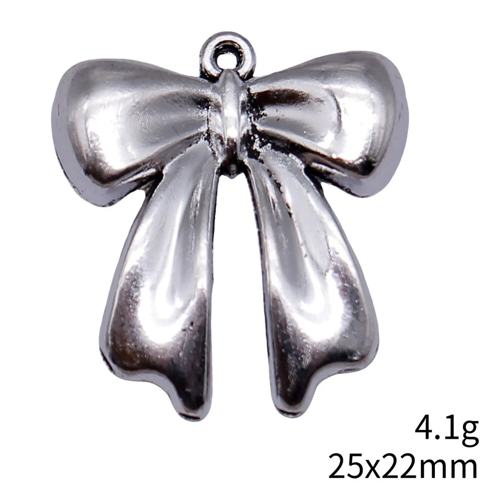 25x22mm 4.1g Antique Silver Zinc Alloy Bowknot Butterfly Charm Pendant for DIY Necklace Bracelet Making