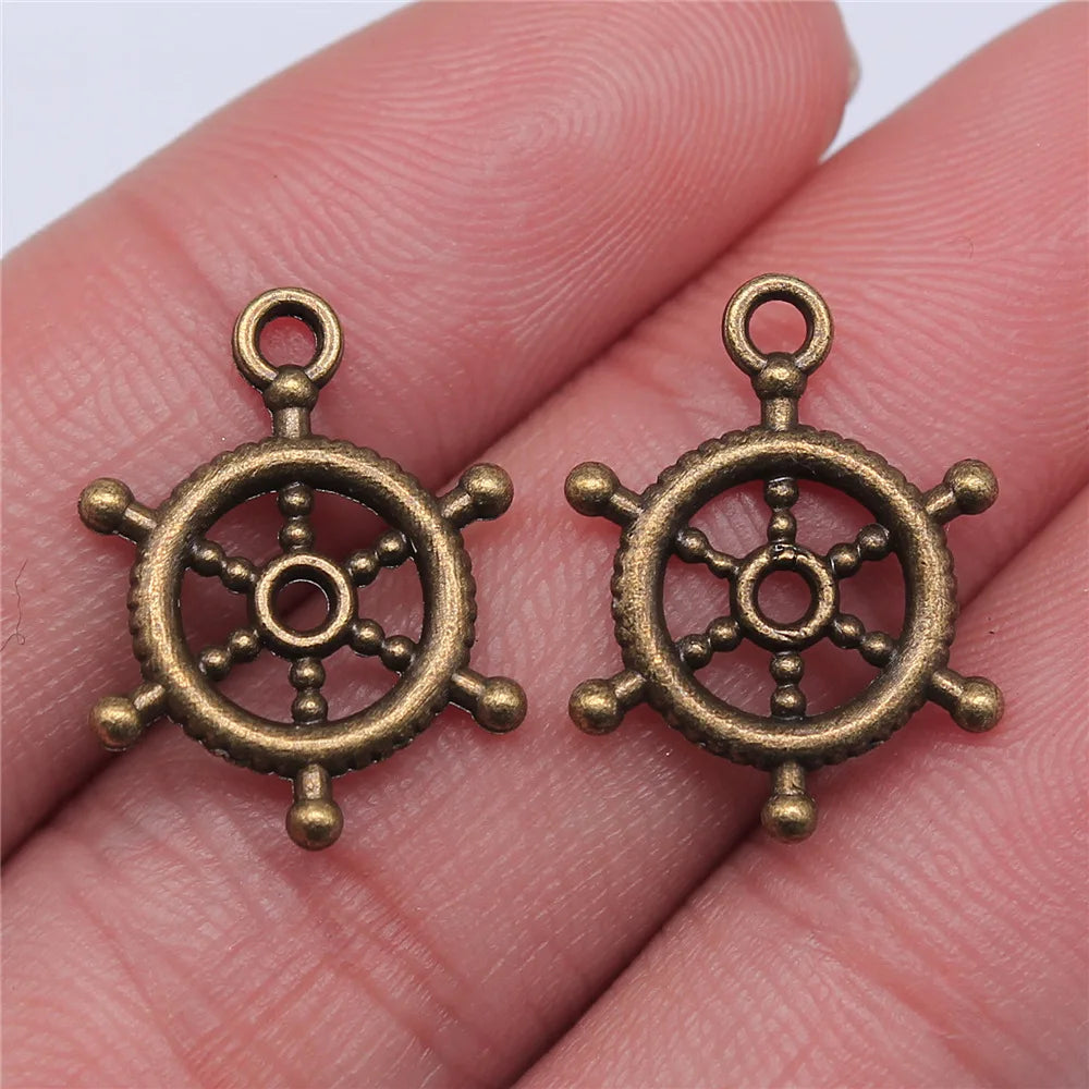 20x15mm 0.8g Multicolor Zinc Alloy Rudder Charm Pendant for DIY Bracelet Necklace Earring Making