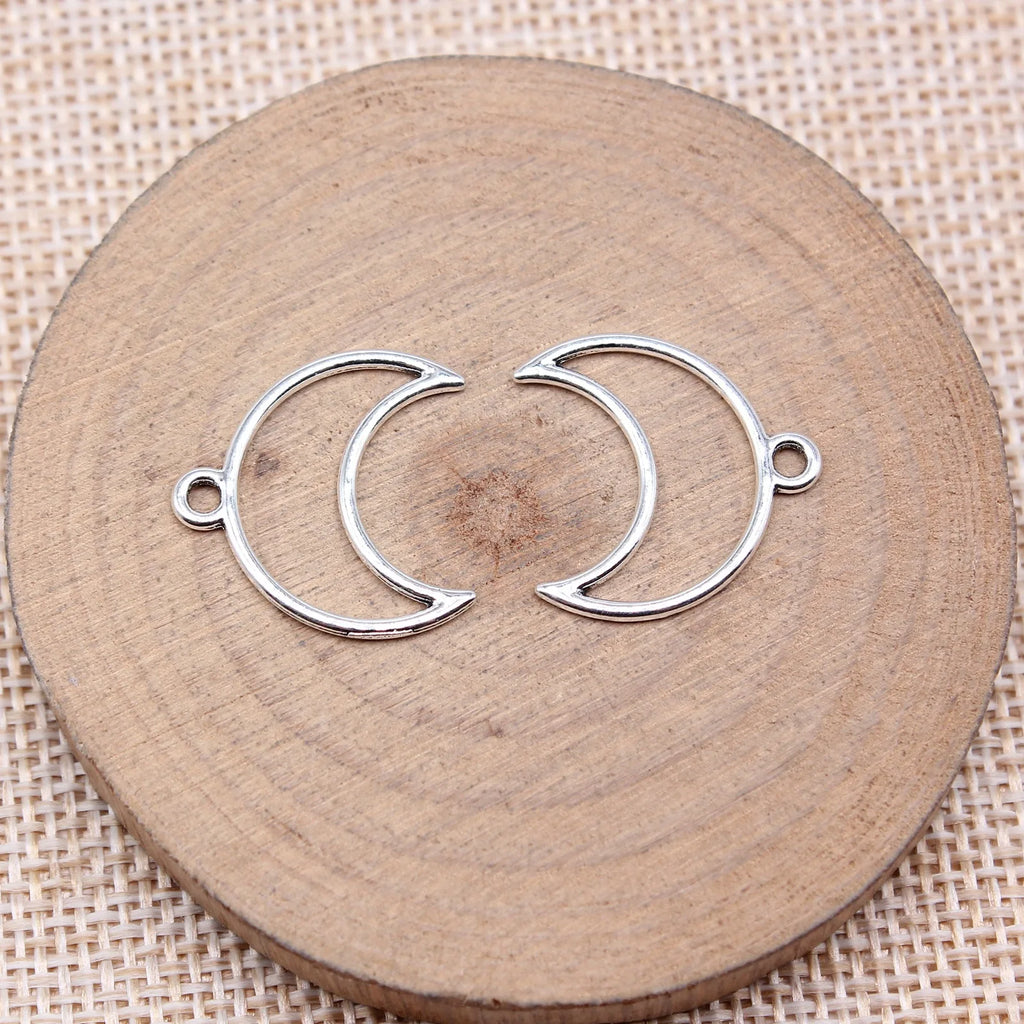 19x20mm 0.57g Antique Silver Zinc Alloy Hollow Crescent Horn Charm Pendant for DIY Necklace Making