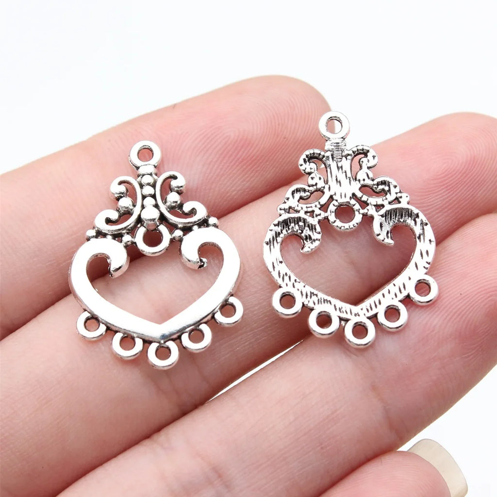 26x19mm 1.5g Antique Silver Zinc Alloy Earring Connector Charms for DIY Earrings Making