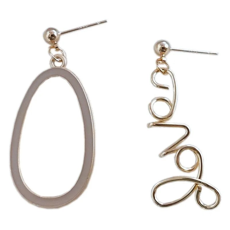 14K Gold Plated Natural Shell Heart Drop Earrings, Korean Handmade Asymmetric AB Casual Jewelry