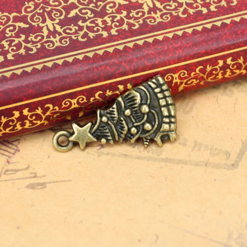 25x13MM Antique Silver Zinc Alloy Christmas Tree Charm Pendant for DIY Necklace Bracelet Jewelry Making