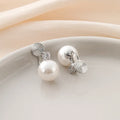 Luxury Classic 12mm Pearl Drop Zircon Spiral Alloy Stud & Clip On No Piercing Earrings