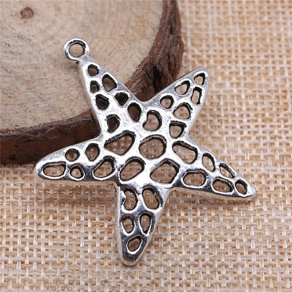 40x37mm 3.4g Multicolor Zinc Alloy Starfish Charm Pendant for DIY Ocean Theme Jewelry Making