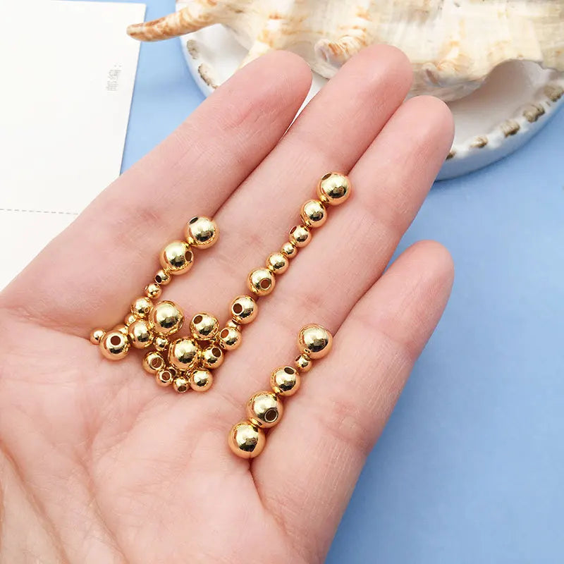 Copper Alloy Round Loose Metal Beads 3mm 4mm 5mm 6mm for DIY Bracelet Jewelry Making