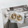Matte Metal Geometric Rope Knot Drop Earrings, Korean Minimalist Round Jewelry