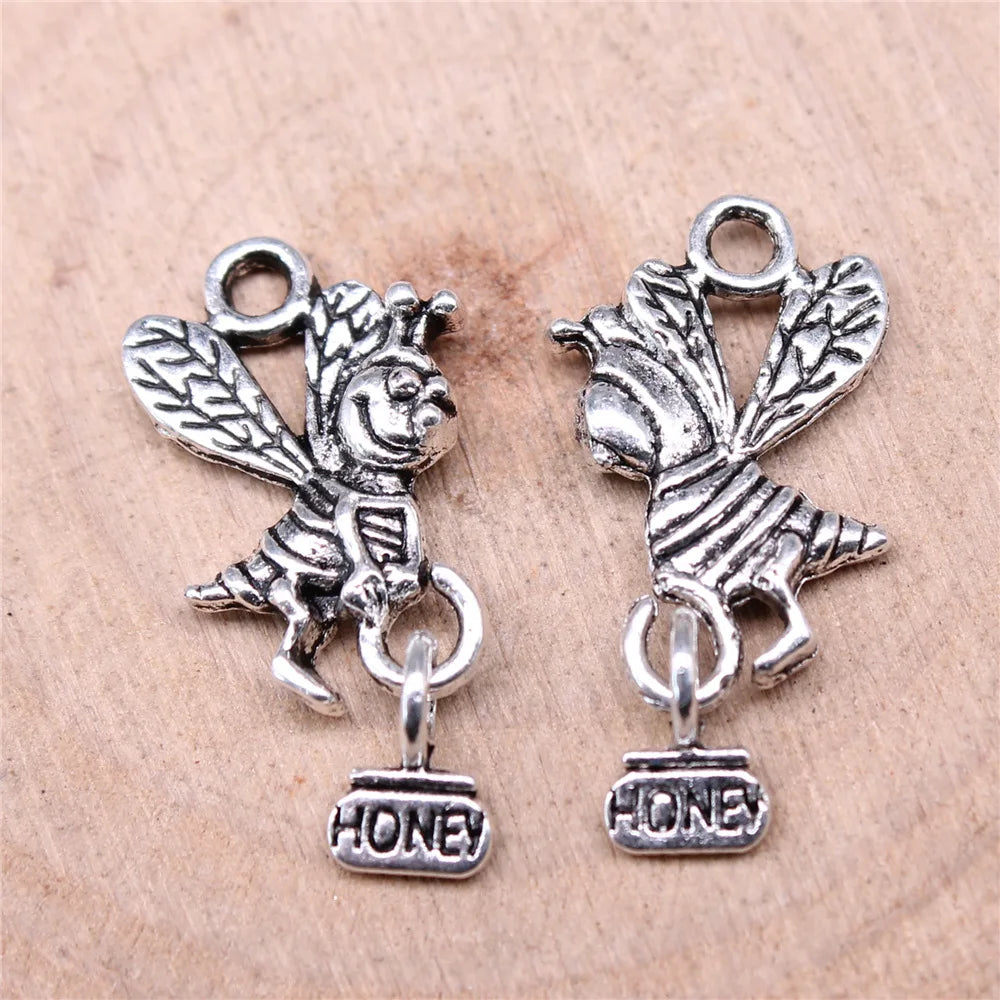19x12mm 1.4g Multicolor Zinc Alloy Bee Charm Pendant for DIY Necklace Bracelet Jewelry Making
