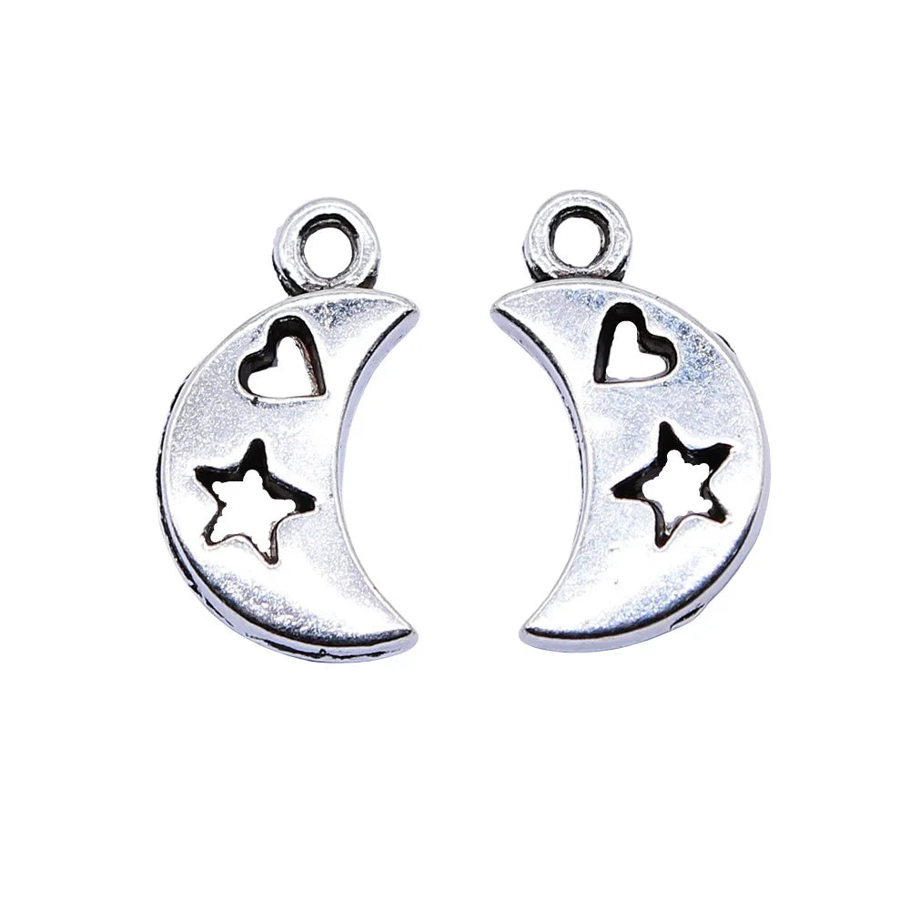 9x17mm 1.3g Multicolor Zinc Alloy Heart Moon Star Charm Pendant for DIY Jewelry Making