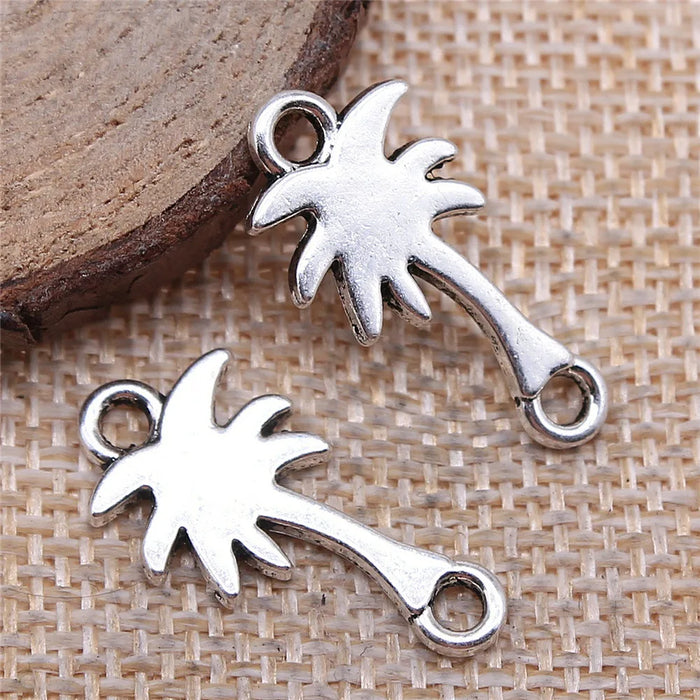 12x25mm 1.4g Antique Silver Zinc Alloy Coconut Tree Connector Charm for DIY Jewelry Making